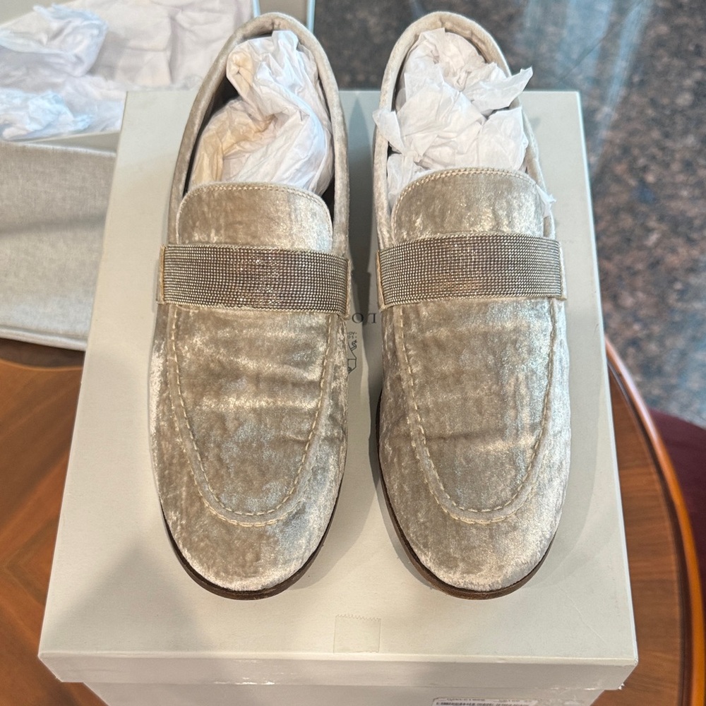 Brunello Cucinelli Shimmering Velvet Loafers